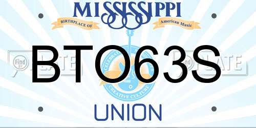BTO63S Mississippi License Plate