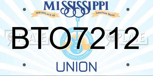 BTO7212 Mississippi License Plate