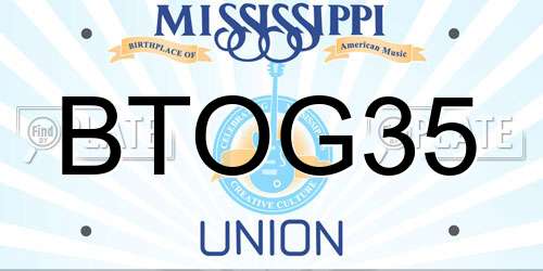 BTOG35 Mississippi License Plate