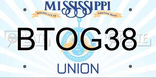 BTOG38 Mississippi License Plate