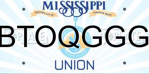 BTOQGGG Mississippi License Plate