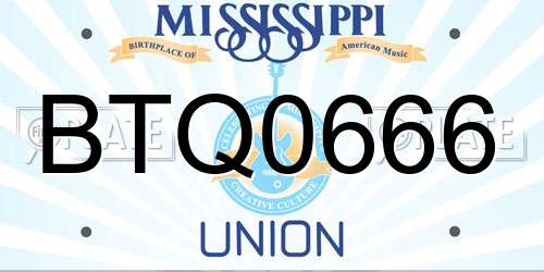 BTQ0666 Mississippi License Plate