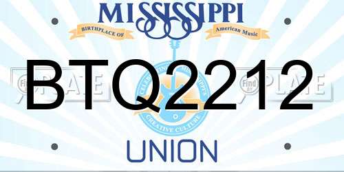 BTQ2212 Mississippi License Plate