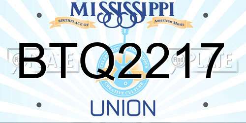 BTQ2217 Mississippi License Plate