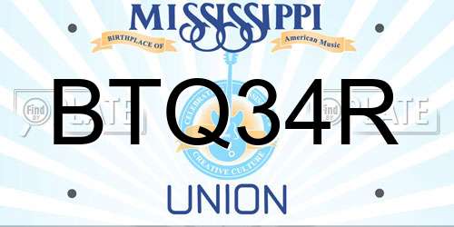 BTQ34R Mississippi License Plate