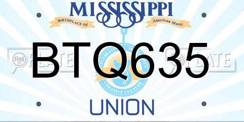 BTQ635 Mississippi License Plate