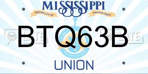 BTQ63B Mississippi License Plate