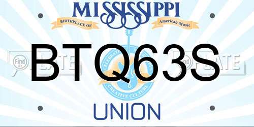 BTQ63S Mississippi License Plate