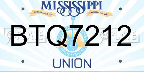 BTQ7212 Mississippi License Plate