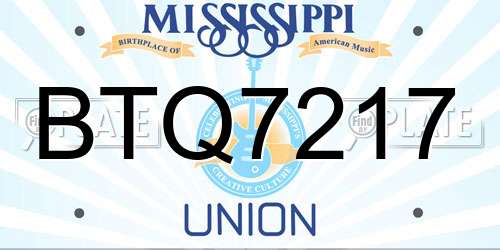 BTQ7217 Mississippi License Plate