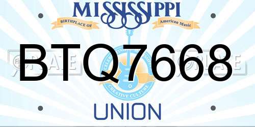 BTQ7668 Mississippi License Plate
