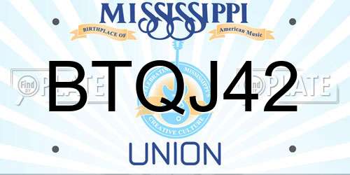 BTQJ42 Mississippi License Plate