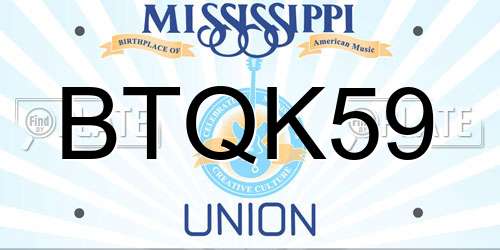 BTQK59 Mississippi License Plate