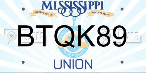 BTQK89 Mississippi License Plate