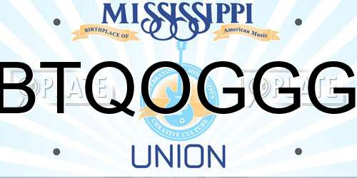 BTQOGGG Mississippi License Plate