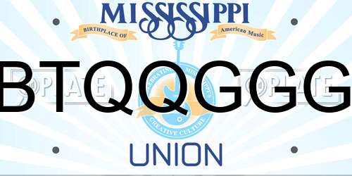 BTQQGGG Mississippi License Plate