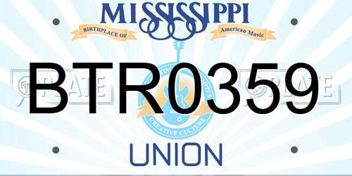 BTR0359 Mississippi License Plate