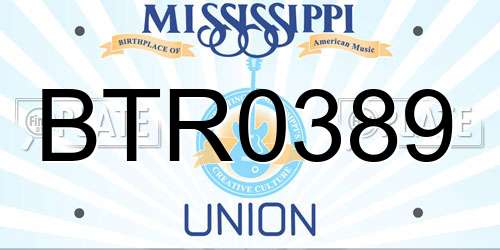 BTR0389 Mississippi License Plate