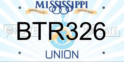 BTR326 Mississippi License Plate