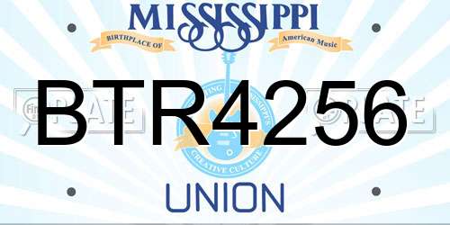 BTR4256 Mississippi License Plate