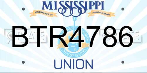 BTR4786 Mississippi License Plate