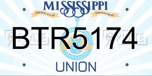 BTR5174 Mississippi License Plate