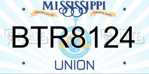 BTR8124 Mississippi License Plate