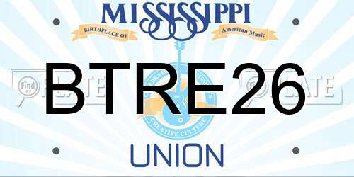 BTRE26 Mississippi License Plate