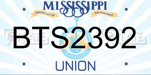 BTS2392 Mississippi License Plate