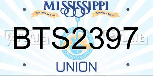 BTS2397 Mississippi License Plate