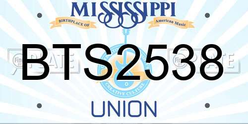 BTS2538 Mississippi License Plate