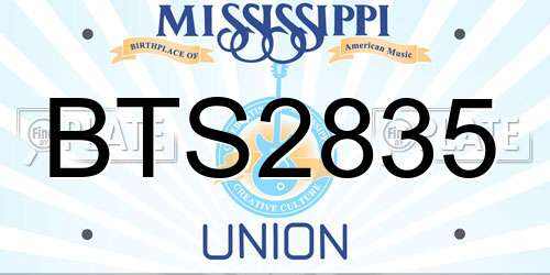 BTS2835 Mississippi License Plate