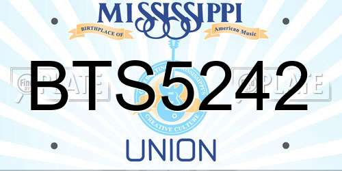 BTS5242 Mississippi License Plate