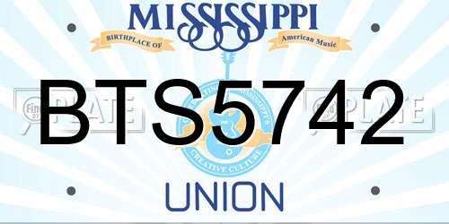 BTS5742 Mississippi License Plate