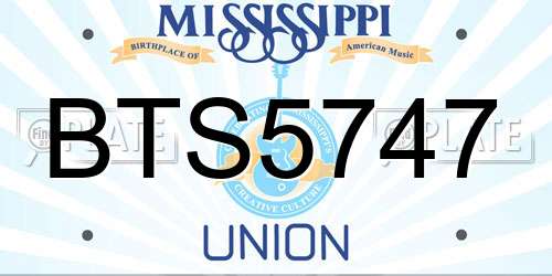 BTS5747 Mississippi License Plate