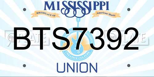 BTS7392 Mississippi License Plate