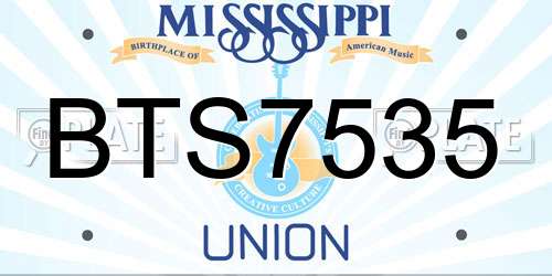 BTS7535 Mississippi License Plate