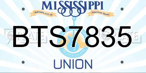 BTS7835 Mississippi License Plate
