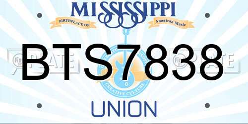 BTS7838 Mississippi License Plate