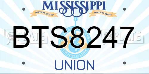 BTS8247 Mississippi License Plate