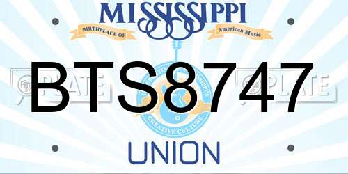BTS8747 Mississippi License Plate