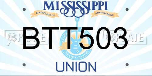 BTT503 Mississippi License Plate