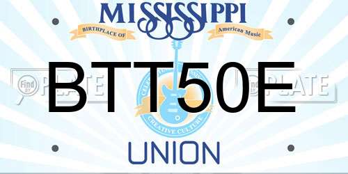 BTT50E Mississippi License Plate