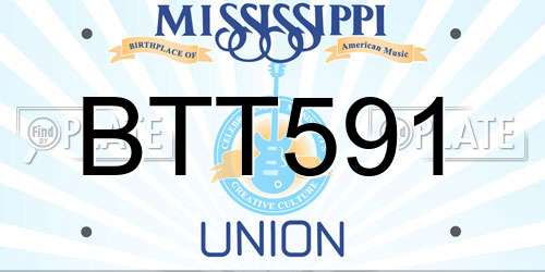 BTT591 Mississippi License Plate