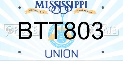 BTT803 Mississippi License Plate