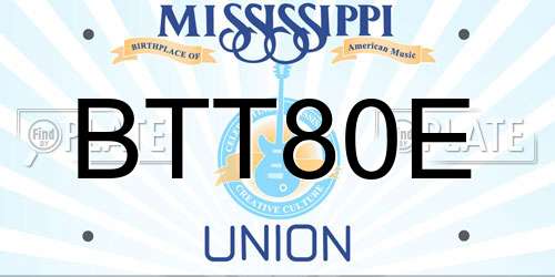 BTT80E Mississippi License Plate