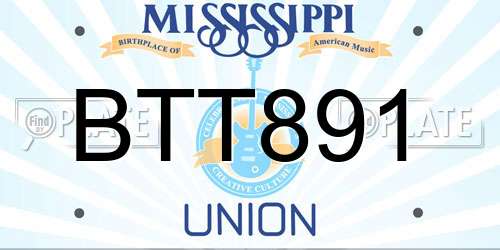 BTT891 Mississippi License Plate