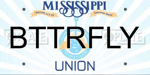 BTTRFLY Mississippi License Plate