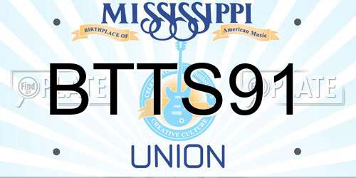 BTTS91 Mississippi License Plate