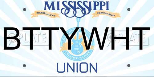 BTTYWHT Mississippi License Plate